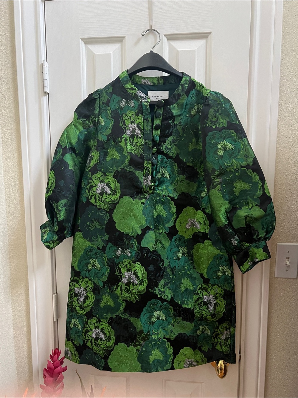 Pomander Place Green Jacquard Samantha Dress - new without tags small - Picture 2 of 10